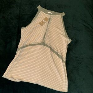 NWT BKE Buckle high neck striped tank top